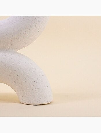 Vase en porcelaine beige 2 entrées, H21cm