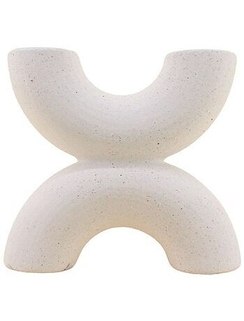 Vase en porcelaine beige 2 entrées, H21cm