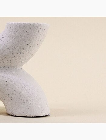 Vase en porcelaine beige double entrée 15x12cm