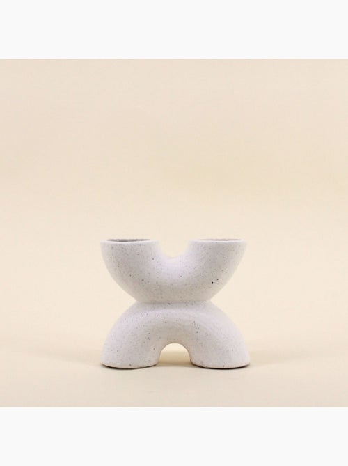 Vase en porcelaine beige double entrée 15x12cm - Kiabi