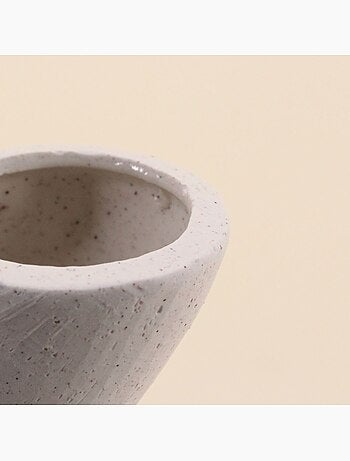 Vase en porcelaine beige double entrée, H12cm