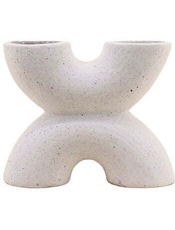 Vase en porcelaine beige double entrée, H12cm