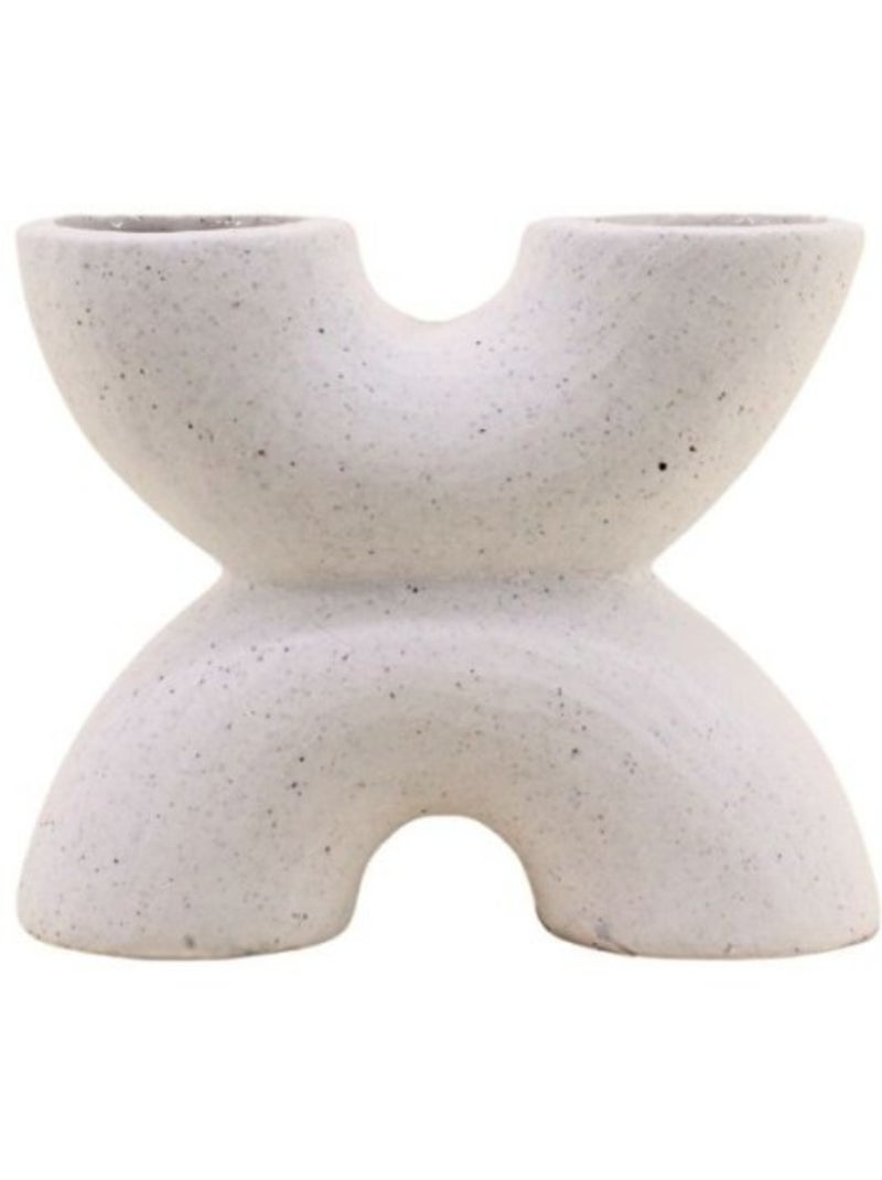 Vase en porcelaine beige double entrée, H12cm Beige - Kiabi