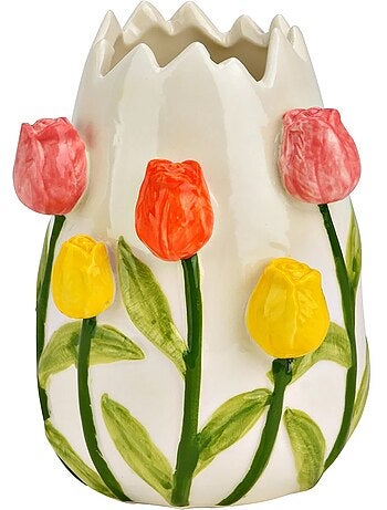Vase en Porcelaine coloré Décor Tulipes