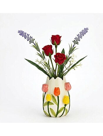 Vase en Porcelaine coloré Décor Tulipes