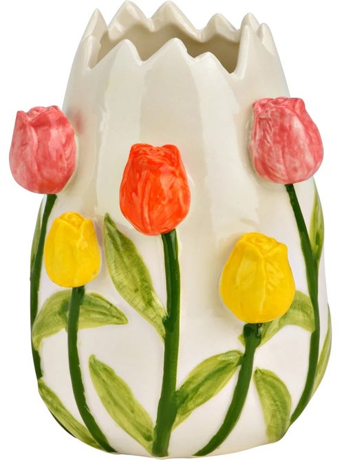 Vase en Porcelaine coloré Décor Tulipes - Kiabi