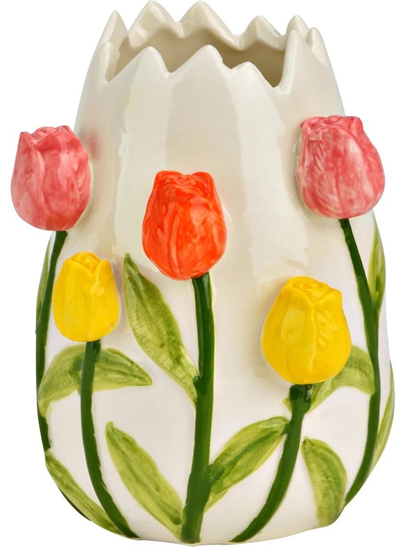 Vase en Porcelaine coloré Décor Tulipes Multicolore - Kiabi