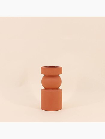 Vase en terre cuite géométrique terracotta, H14cm