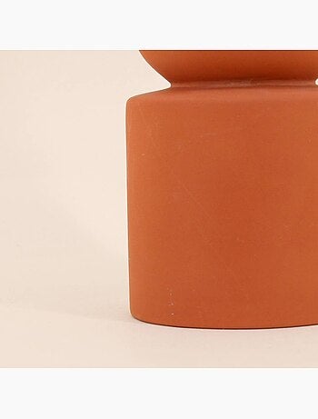 Vase en terre cuite géométrique terracotta, H14cm