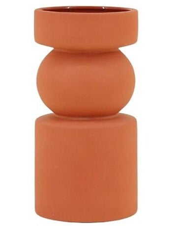 Vase en terre cuite géométrique terracotta, H14cm