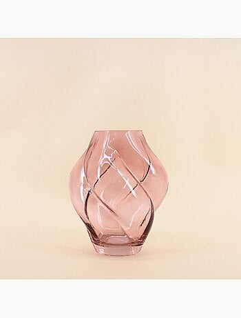 Vase en verre alvéolé rose 20cm