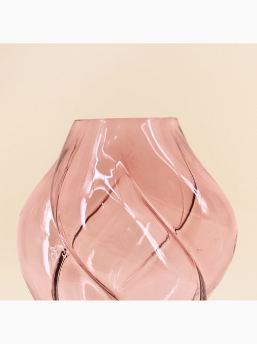 Vase en verre alvéolé rose 20cm - Kiabi