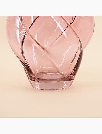 Vase en verre alvéolé rose, H20cm