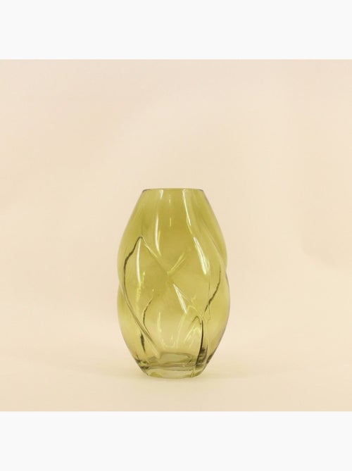 Vase en verre alvéolé vert 22 cm - Kiabi