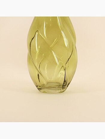 Vase en verre alvéolé vert, H22cm