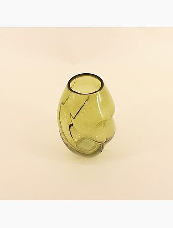 Vase en verre alvéolé vert, H22cm