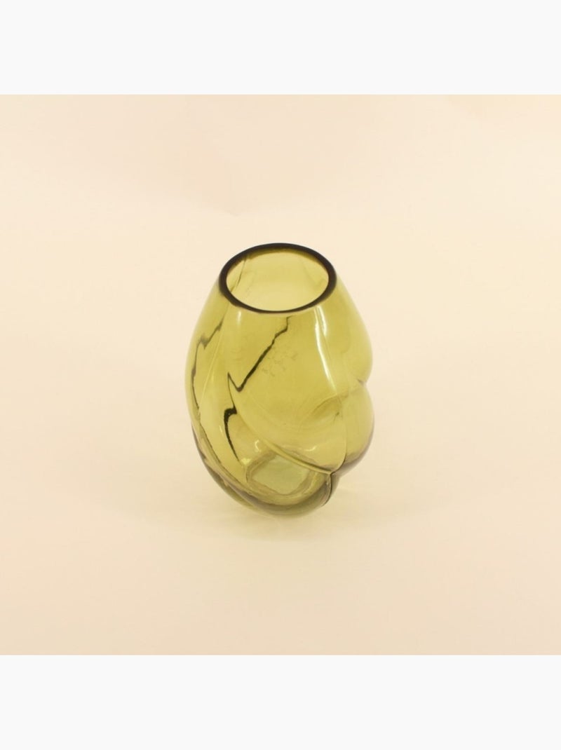 Vase en verre alvéolé vert, H22cm Vert - Kiabi