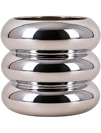 Vase en verre ceinture effet chromé, h18cm