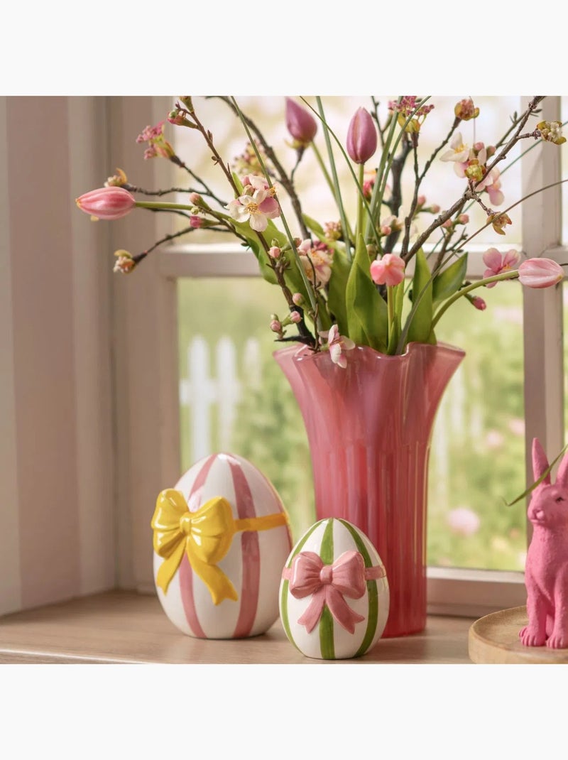 Vase en verre corolle bord ondulé Rose - Kiabi