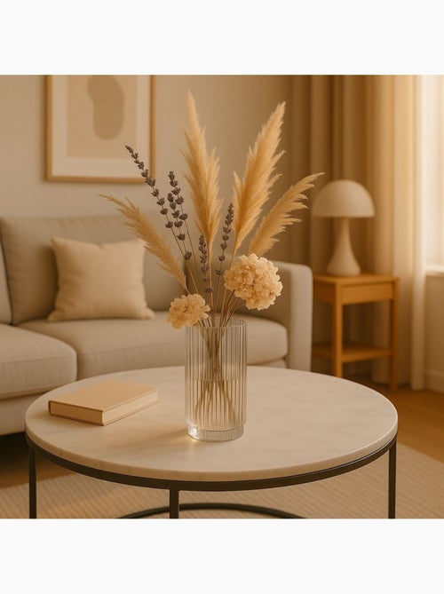 Vase en verre épai strié style moderne 25cm - Kiabi