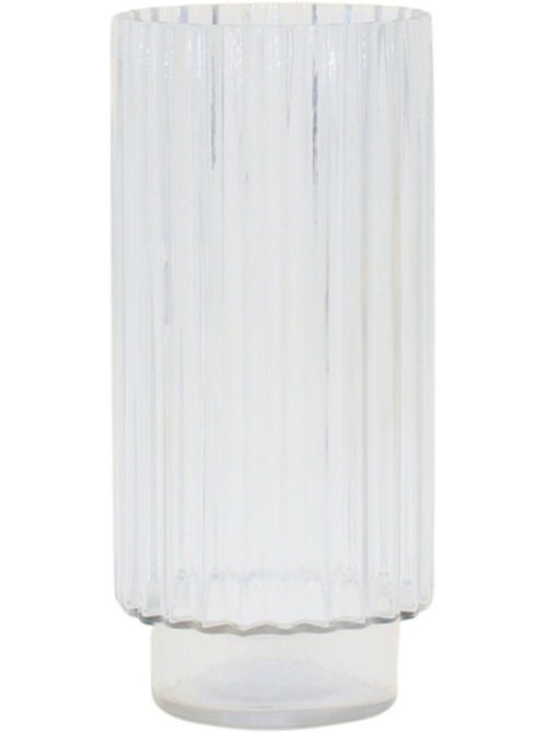Vase en verre épai strié style moderne 25cm - Kiabi