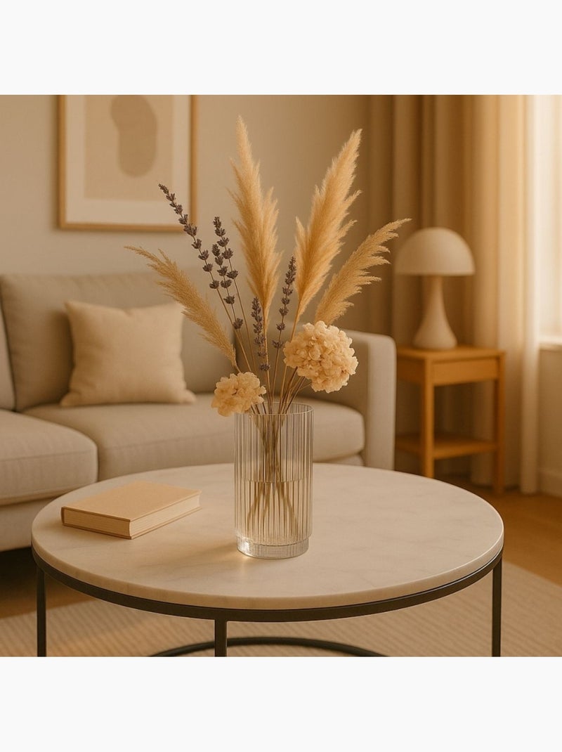 Vase en verre épai strié style moderne, H25cm Transparent - Kiabi