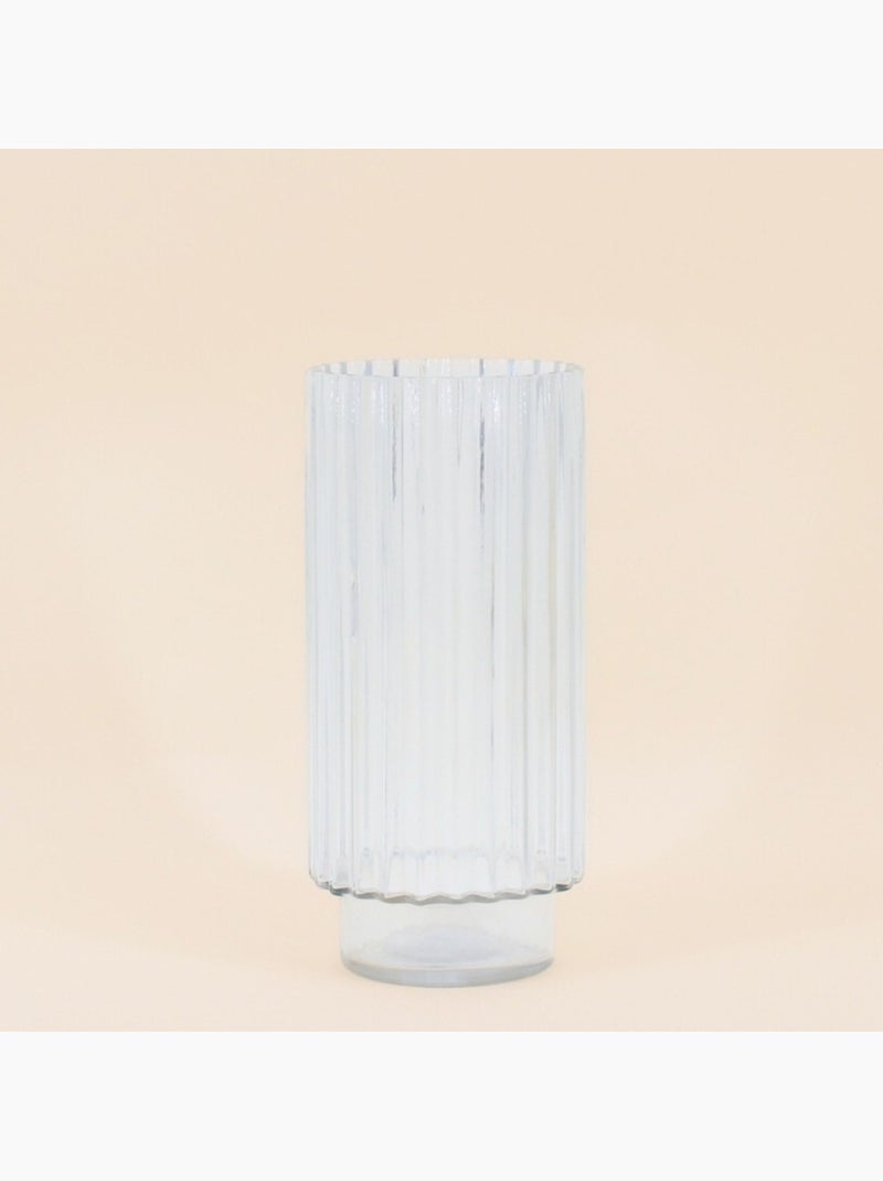 Vase en verre épais strié style moderne, h25cm Transparent - Kiabi