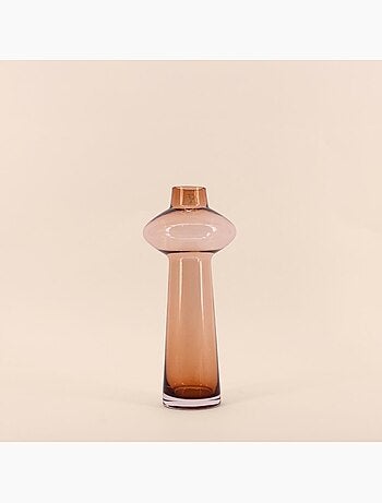 Vase en verre fait main 30cm ambre