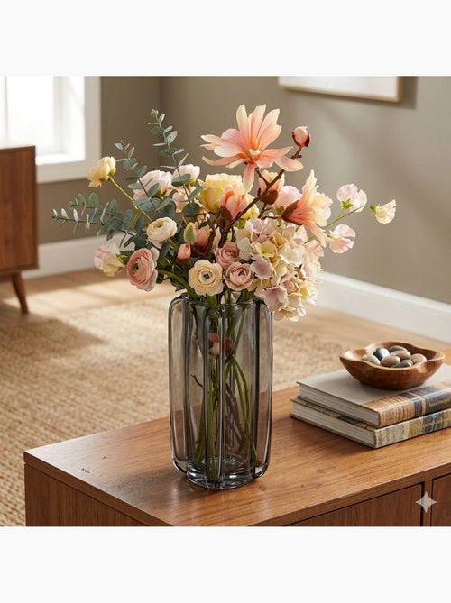 Vase en verre gris texturé Design moderne - Kiabi