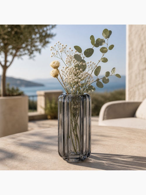 Vase en verre gris texturé Design moderne - Kiabi