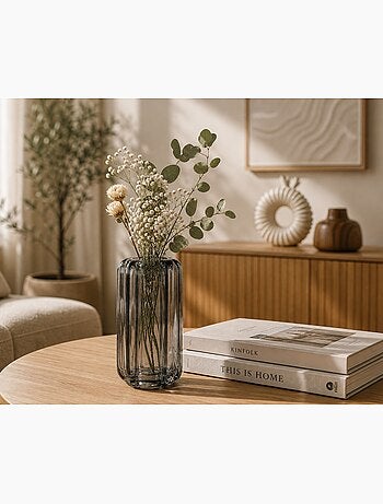 Vase en verre gris texturé Design moderne