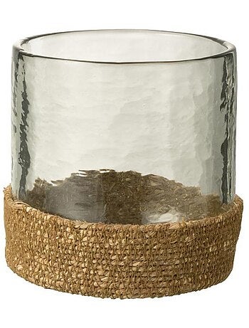 Vase en verre irrégulier et base jute - AFIBEL