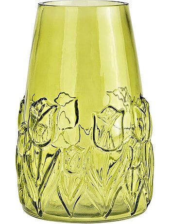 Vase en verre Motif floral en relief