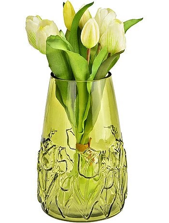 Vase en verre Motif floral en relief