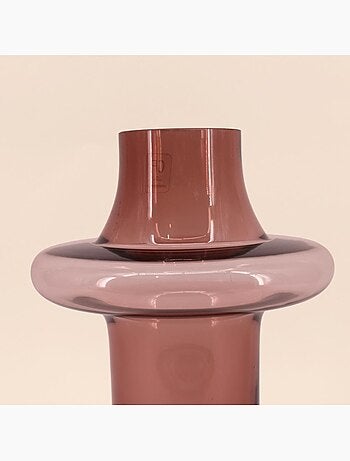 Vase en verre rose fait main 30cm