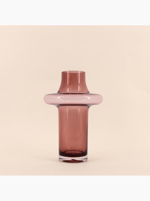 Vase en verre rose fait main 30cm - Kiabi