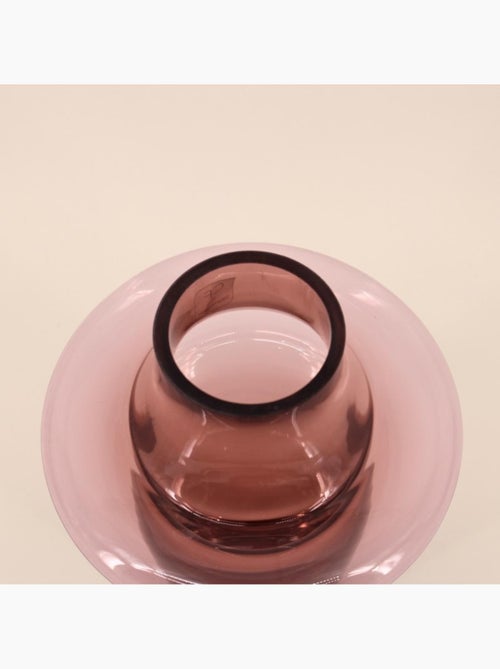 Vase en verre rose fait main 30cm - Kiabi