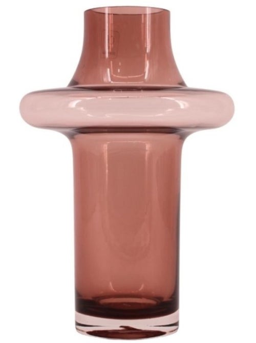 Vase en verre rose fait main 30cm - Kiabi