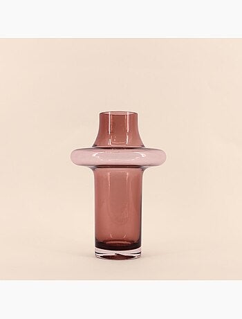 Vase en verre rose fait main, H30cm