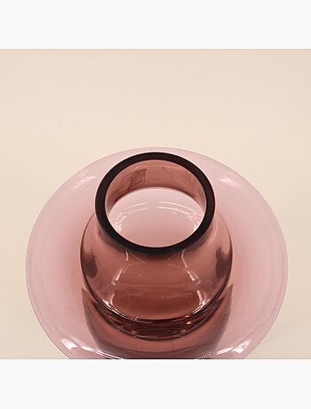 Vase en verre rose fait main, H30cm