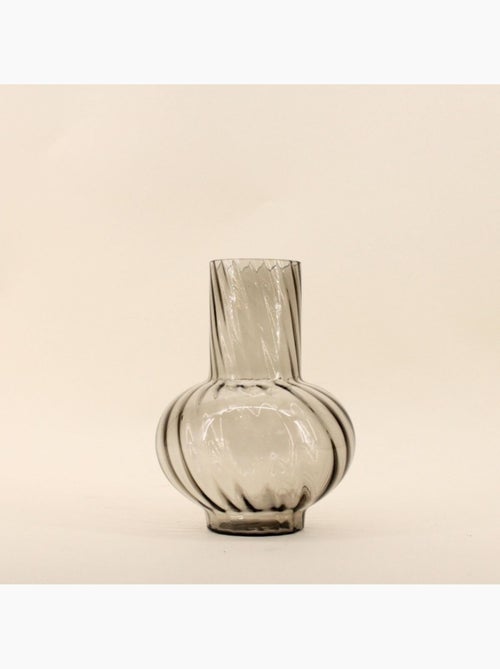 Vase en verre strié 25cm - Kiabi