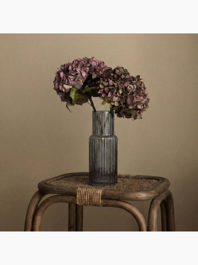 Vase en verre strié h25cm Bleu - Kiabi
