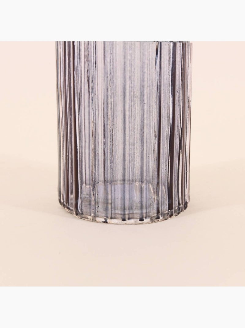 Vase en verre strié h25cm Bleu - Kiabi