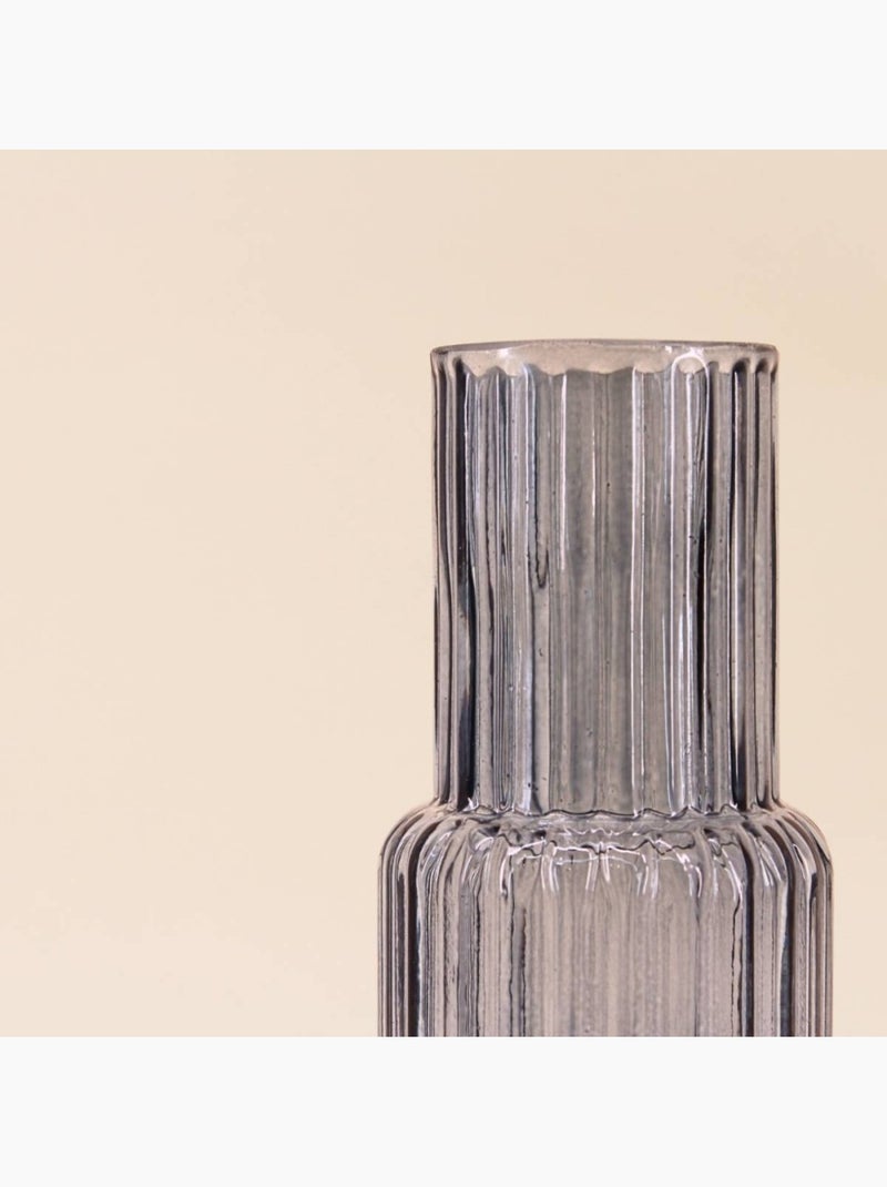 Vase en verre strié h25cm Bleu - Kiabi