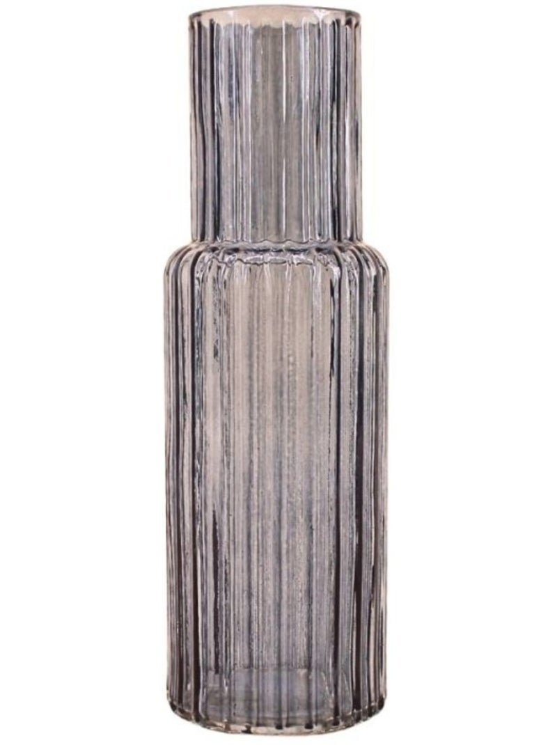 Vase en verre strié h25cm Bleu - Kiabi