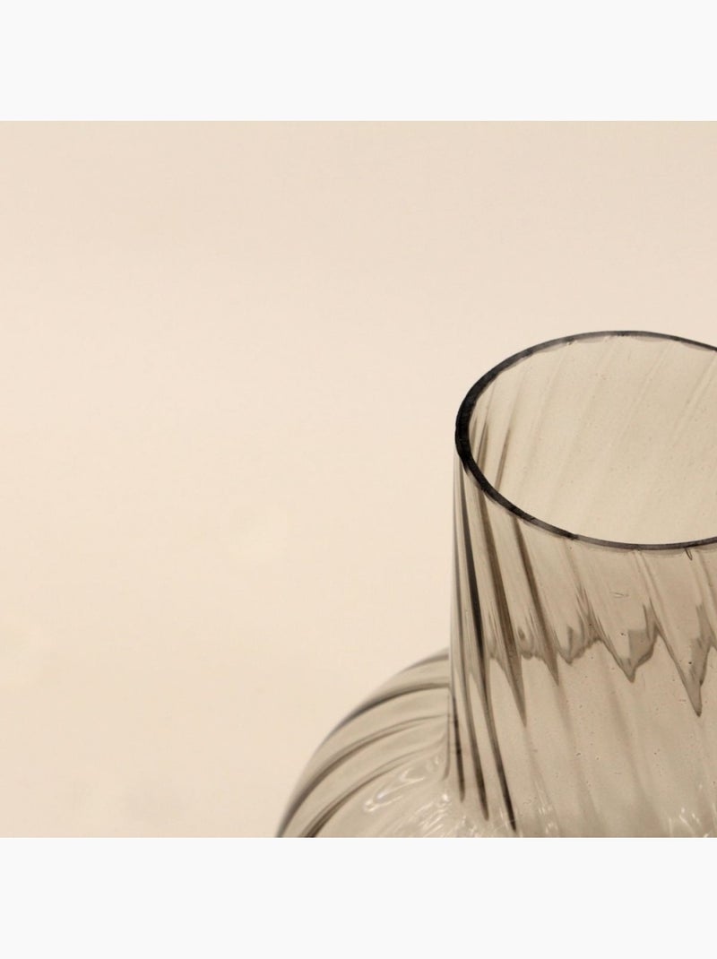 Vase en verre strié, H25cm Gris - Kiabi