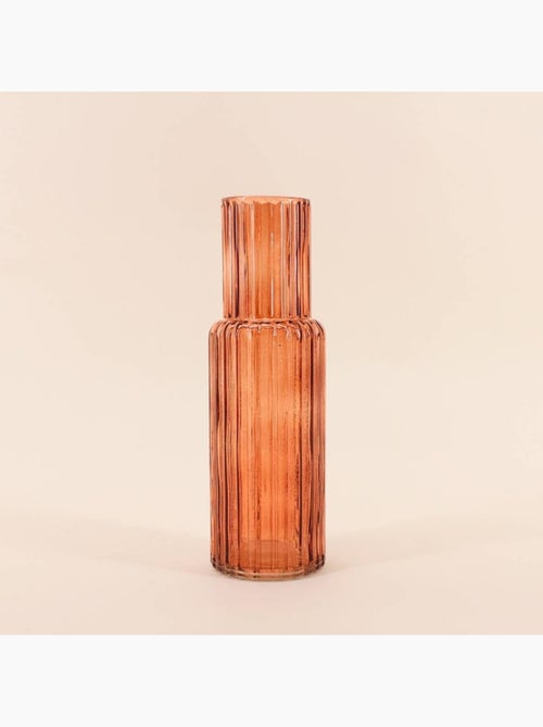 Vase en verre strié h25cm - Kiabi