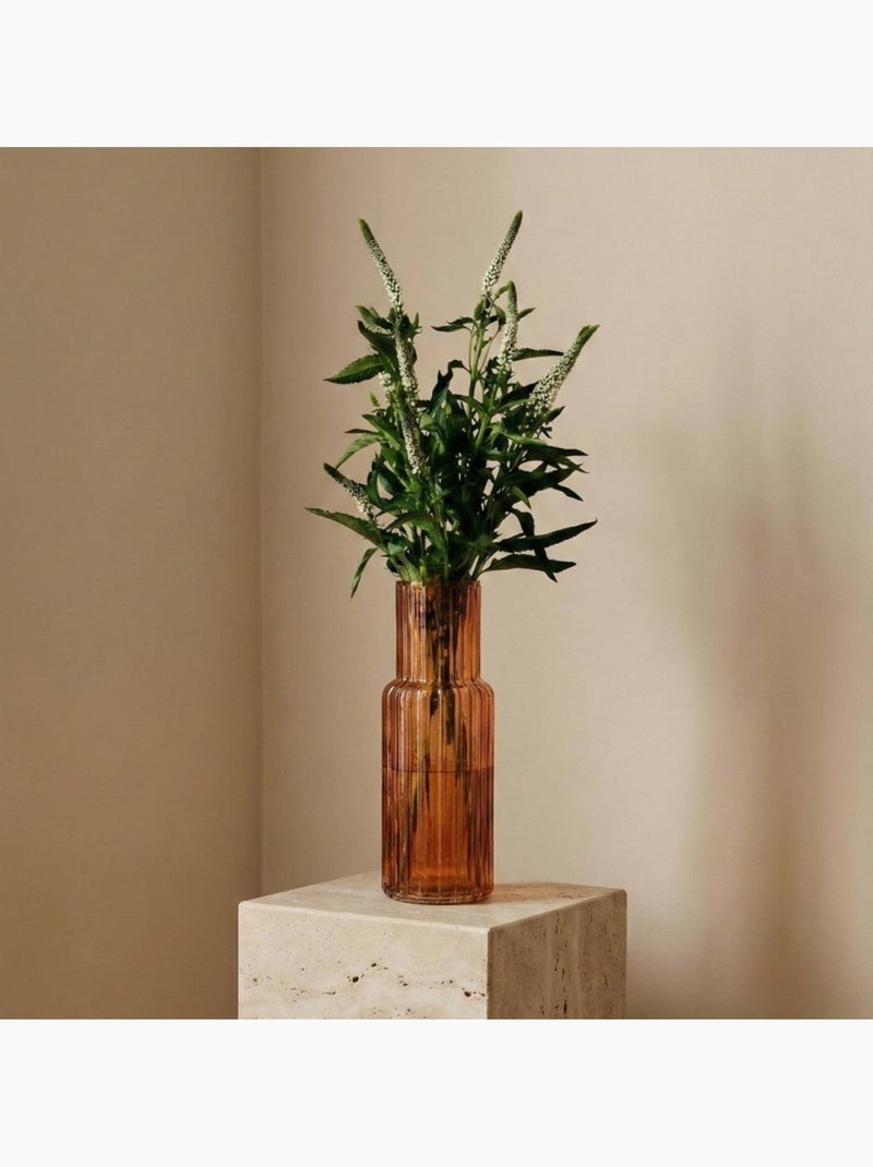 Vase en verre strié, H25cm Marron - Kiabi