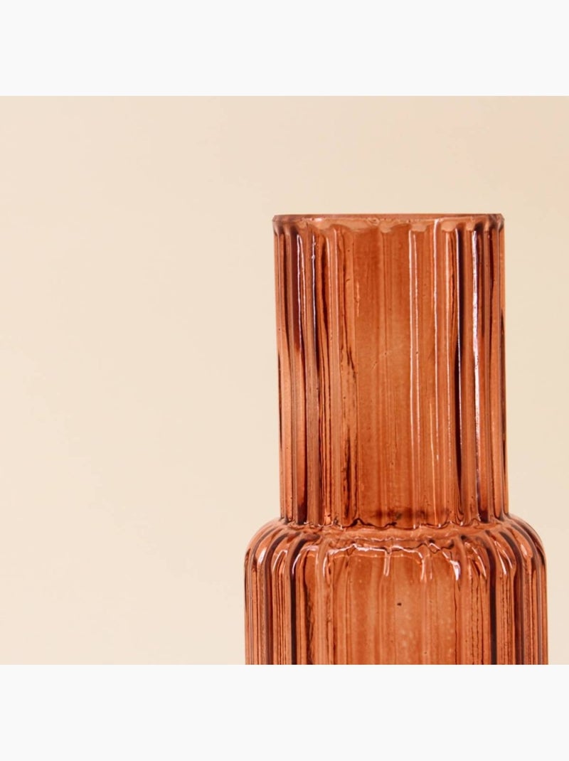 Vase en verre strié, H25cm Marron - Kiabi