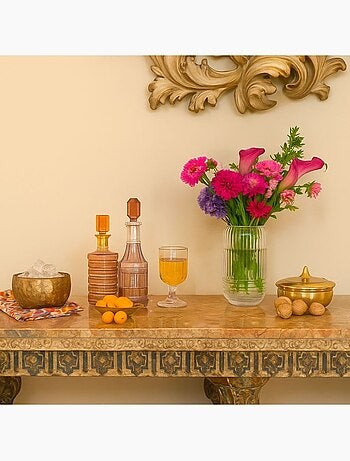 Vase en verre transparent strié 19cm